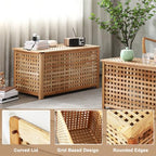 Solid Wood Storage Bench, Large Storage Bin Deck Box with Removab Bag, Wood Coffee Table for Entryway, Living-room, Bedroom, Patio, DIY Bunny House, 39x20x20in
