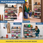Sundaze Shoe Rack - 6 Tier Metal Shoe Rack for Front Door Entrance, Sturdy Tall Shoe Organizer for Closet, Bedroom, Entryway, Garage, Black Metal Shoe Shelf, Holds Up to 30 Pairs