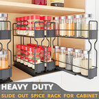 SpaceAid Pull Out Spice Rack Organizer, Heavy Duty Slide Out Seasoning Kitchen Organizer, Cabinet Organizer, with Labels, 7.7" W x10.75 D x10 H, 3 Drawers 2-Tier - style: Three 2"W Drawers, 2 Tier