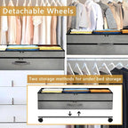 Under Bed Storage with Wheels, 2 Pack 75L Underbed Large Storage Bins with Lid, Adjustable Rolling Storage Containers for Clothes, Shoes, Blankets