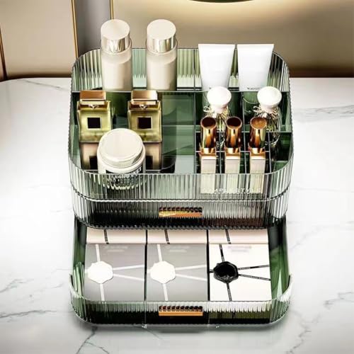 MIUOPUR Stackable Makeup Organizer Drawers, Bathroom Vanity Organizers and Storage, Ideal for Desk and Dresser Countertops, Great for Cosmetics, skincare, Lipsticks, Nail Care -Green - color: Clear Green, size: Drawer Only