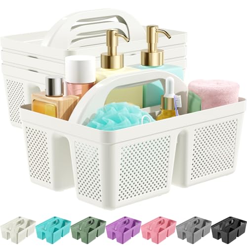 4 PCS Large Portable Shower Caddy with Handle, Plastic Cleaning Caddy, Shower Basket for Bathroom, College, Dorm Room Essentials, Multi-scenario Organizer Storage Tote - color: White