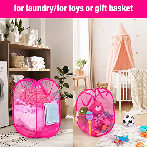 BATTOO Deluxe Strong Mesh Pop up Laundry Hamper Basket with Side Pocket for Laundry Room, Bathroom, Kids Room, College Dorm or Travel 3 Pack Blush - color: Blush, size: 3 pack