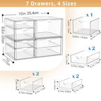 YFXCVSL Clear Stackable Storage Drawers, Acrylic Makeup Organizer with 7 Drawers, Bathroom Organizers and Storage, Plastic Bins for For Vanity, Undersink, Kitchen Cabinets, Pantry - size: 7 Drawers