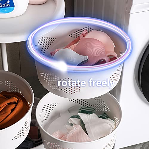 Multi-Layer Kitchen Storage Basket Rotating Vegetable Organizer Cart with Lockable Casters Rolling Living Room Standing Rack with Shelve for Bathroom,Bedroom,29in Height (4Tier-White) - size: 4Tier-White