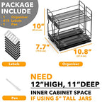 SpaceAid Pull Out Spice Rack Organizer for Cabinet, Heavy Duty Slide Out Seasoning Kitchen Organizer, Cabinet Organizer, with Labels, 7.7" W x10.75 D x10 H, 2 Drawers 2-Tier - style: Two 3"W Drawers, 2-Tier