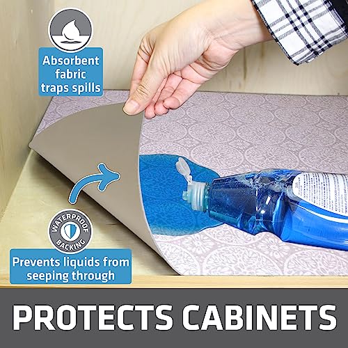 Drymate Premium XL Under Sink Mat, Waterproof Cabinet Protection Mats for Kitchen & Bathroom, Absorbent Shelf Liners, Slip-Resistant, Non-Adhesive, Machine Washable (USA Made)(24”x59”)(Tan) - color: Tan Global, size: 24"W x 59"L