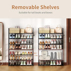 Metal Shoe Organizer,7 Tiers Shoe Storage Shoe Rack with Hooks,Fit 24-30 Pairs,Adjustable Shoe Shelf for Entryway,Hallway,Bedroom,Metal Bottom Support - size: 7 Tier
