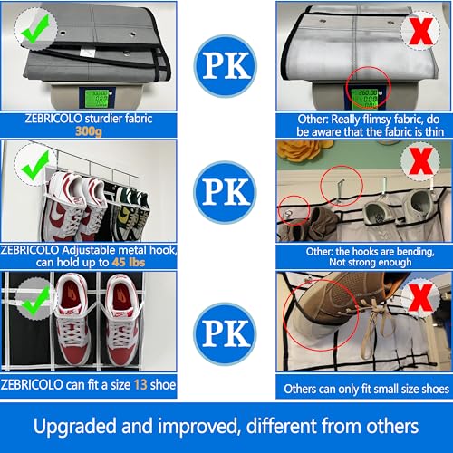 over the door shoe organizer,2025 upgraded,shoe organizer,35 Huge pockets,over door shoe organizer,Store size 13 shoes,shoe organizer,Strong material,hooks Suitable for various doors,black/white - color: Black/White, size: 71'' x 25.4''/Pack of 1