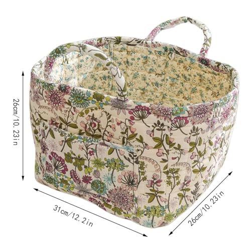Quilted Fabric Storage Baskets with Handles, Boho Floral Gift Basket Foldable Organizer Bin for Home Decor, Picnic, Travel 12''x10''x10'' (Purple) - color: Purple
