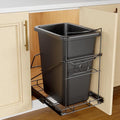 Pull Out Trash Can Under Cabinet Adjustable Trash Can Holder for 7 to 11 Gallon Bin Bottom Mount Slide Out Trash Rack for Narrow Cabinets(Black, No Bin Included) - color: Black