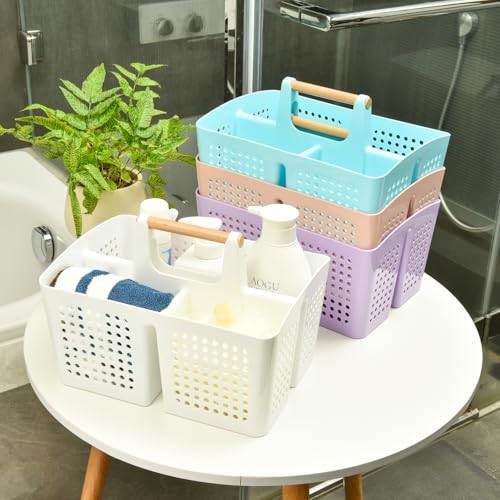 Portable Shower Caddy Basket with Compartments, Plastic Divided Cleaning Caddy Organizer Storage Tote with Handle for Bathroom, College, Dorm Room Essentials, Purple - color: Purple