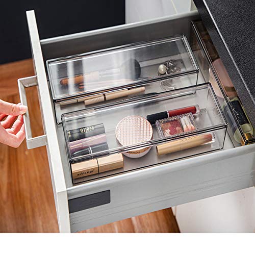 Transparent Flatware Tray Kitchen Drawer Organizer With Lid - Plastic Kitchen Cutlery Tray and Utensil Silverware Storage Container with Cover - Dinnerware Holder for Spoons Forks Knives - color: transparent