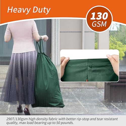 Polecasa 2 Pack Extra Heavy-Duty Laundry Bag 28x36”- Machine Washable Large Storage Bag with Reinforced Handles & Drawstring Closure & ID Tag for College Dorm Travel - Green - color: Green, size: 28" x 36" | 2 Pack