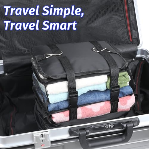 4 Shelve Portable Hanging Travel Shelves, Suitcase Organizer, Carry on Closet Luggage Organizers, Travel Bags Organizer for Luggage Compression Foldable and Hangable for Carry on Suitcase