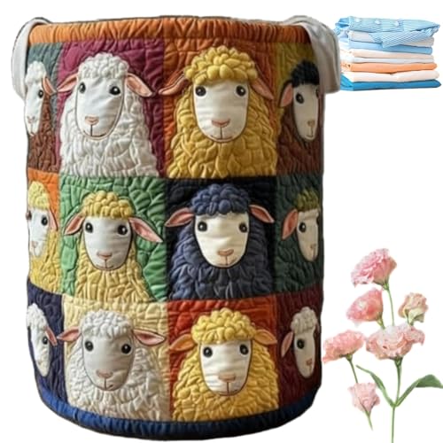 Quilted Laundry Basket with Handles, Boho Floral Fabric Storage Hamper, Large Soft Quilted Laundry Basket for Nursery, Bedroom, Laundry Room,Clothes & Toys (F, M) - color: F, size: M