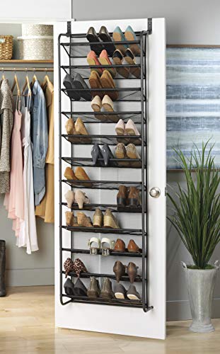 Whitmor 36 Pair Over the Door Shoe Organizer, 12 Tier Hanging Shoe Organizer, Heavy Duty Metal & Mesh Shoe Holder, Hanging Shoe Rack for Closet Storage, 69"L x 21.7"W x 7.5"H, Gunmetal Gray - color: Gunmetal Gray, size: Shoe Rack