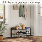 Shoe Rack,Long Shoe Organizer for Closet,Wide Shoe Storage for Entryway, 2 Tier Sturdy Metal Free Standing Shoe Shelf - size: 2-tier