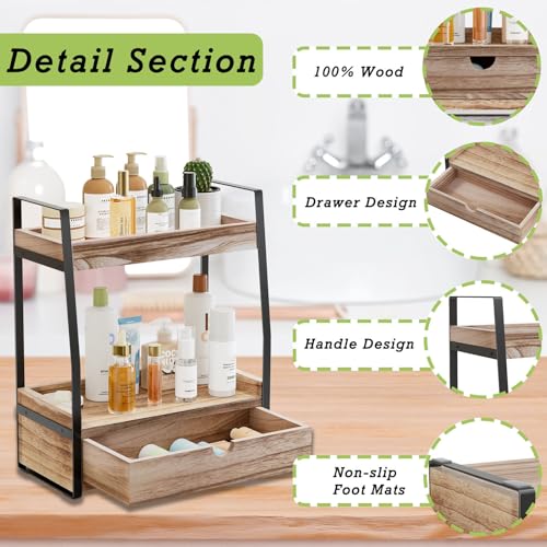 Boulphia 2-Tier Bathroom Organizer Countertop, Bathroom Sink Organizer Countertop, Vanity, Counter Shelf, Brown - color: Brown