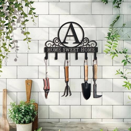 Metal Letter A Key Holder for Wall, Monogram Coat Rack Wall Mount, Key Hooks Perfect for Bathroom, Living Room, Kitchen, Office Ideal Wedding, Anniversary, Housewarming Gift (A) - style: A