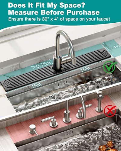 Stone Faucet Mat for Kitchen Sink, Diatomite Sink Protectors - Prevent Moisture Drying Stone Tray Fit Kitchen Counter & Bathroom Counter (Dark Gray, 30" x 4") - color: Dark Gray, size: 30" x 4"