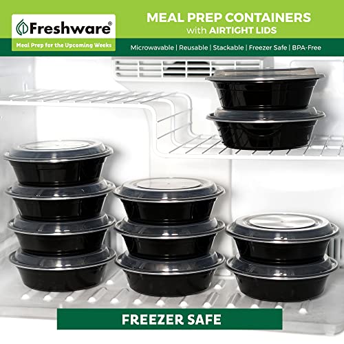 Freshware Meal Prep Containers with lids [150 Pack] Food Storage Containers, Bento Box, BPA-Free, Stackable, Microwave, Dishwasher, Freezer Safe, 32 Oz, Black - size: 28OZ-150PK