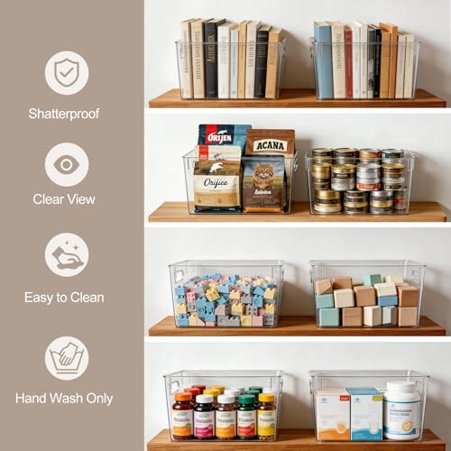 Hudgan Pantry Organizers Storage, Set of 8 Clear Organizer Bins 4 Large and 4 Small Stackable Storage Containers for Fridge Freezer, Kitchen Cabinet, Under Sink - size: 4S+4L