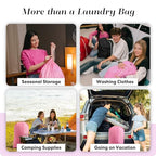 Handy Laundry Extra Large Heavy Duty Laundry Bag – 30" x 40" Pink Nylon, Durable Drawstring Closure, Machine Washable, Holds Up to 60 lbs, Travel Dirty Clothes Bag, Laundry Hamper Liner - color: Pink, size: 30" x 40"