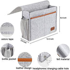 Bedside Caddy,Felt Bedside Storage Organizer, Hanging Storage for Dorm Bed Sofa for tablet Magazine Phone Remotes and Water Bottle Holder (Light Grey)