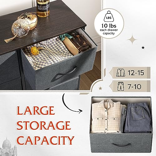 WLIVE Dresser for Bedroom with 6 Drawers, Closet Dresser with Fabric Bins, Chest of Drawers for Closet, Living Room, Hallway, Dark Grey - color: A-dark Grey