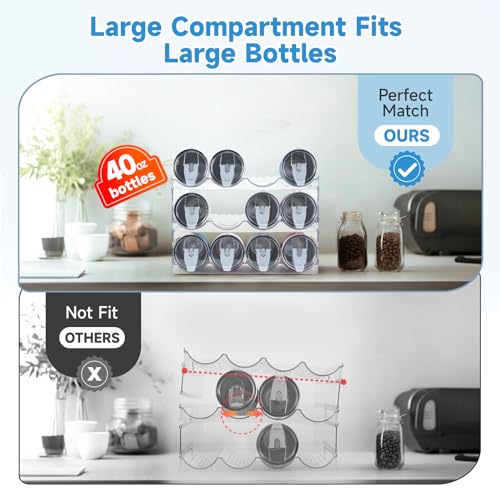 Amaoot Large Compartment Water Bottle Organizer Rack,3 Pack Stackable Tumbler Storage for Kitchen Fridge Cabinet Organization and Storage,Wine/Drink/Water Bottle Storage Organizer - size: 12 bottle