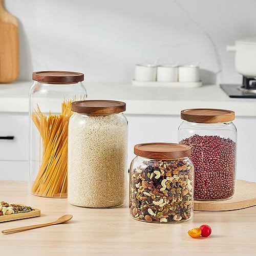 Sweejar Glass Jars for Laundry Room Organization, Half-Gallon Laundry Pods Container, Glass Food Storage Jars with Airtight Lid, 2 Pack, Press Lid