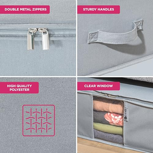 Cedar Clothes Storage Bag Organizer – Protects from Moths, Moisture, Dirt & Dust – Set of 2 Underbed Storage Bags for Clothes, Cashmere Sweaters, Bedding & More - Underbed Storage - Grey - color: Grey