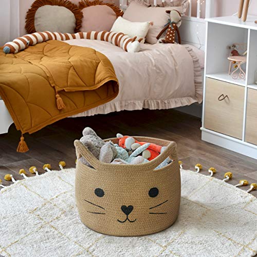 Large Woven Jute Rope Storage Basket, Baby Laundry Basket Organizer for Toys, Blanket, Clothes, Towels, Gifts | Pet Gift Baskets for Cat, Dog - 15.7" L×11.8" H - color: Jute, size: 15.7"W x 11.8"H