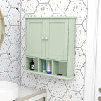 TaoHFE Green Bathroom Cabinet,Bathroom Wall Cabinet with 2 Door Adjustable Shelves,Over The Toilet Storage Cabinet,Green Bath Room Cabinet Wall Mounted,Medicine Cabinets for Laundry Kitchen - color: Green