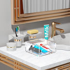 AITEE Decorative Acrylic Box with Lid, Clear Cube Display Case, Multi-Purpose Box Square Container for Holding Staples, Adhesive Tape, Paper Clips, Stamps, Display in Office or Home (X-Large) - size: X-Large