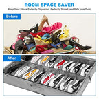 INAYA Under Bed Shoe Storage Organizer Set of 2, Fits 32 Pairs, Underbed Shoe Box Storage Containers Adjustable Dividers w/Bottom Support, Clear Foldable Shoes Storage w/Reinforced Handles - size: 16+16 Cells (Adjustable Dividers)