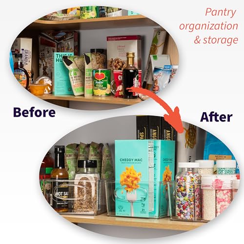 ClearSpace Plastic Pantry Bins with Removable Dividers - Kitchen Storage and Organization (4 Pack) - size: 10.5"L x 6"W x 3.5"H