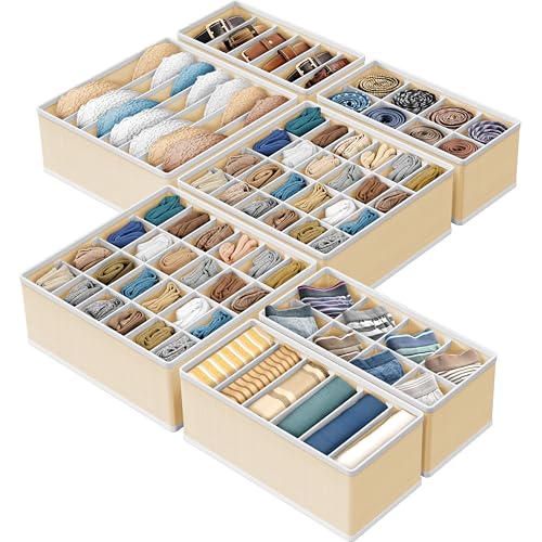 Simple Houseware Closet Underwear Organizer Drawer Divider Assorted 7 Pieces, Beige - color: Beige, size: 7 Pack
