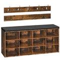 HOOBRO Shoe Storage Bench with Cushion, 39.4" L Entryway Bench with 12 Cubbies, Entryway Hall Tree with Storage, Shoe Cabinet with Coat Rack for Bedroom, Hallway, Holds up to 330 lb, BF112HX01G1 - color: Rustic Brown + Black