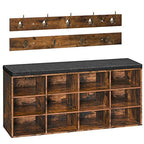 HOOBRO Shoe Storage Bench with Cushion, 39.4" L Entryway Bench with 12 Cubbies, Entryway Hall Tree with Storage, Shoe Cabinet with Coat Rack for Bedroom, Hallway, Holds up to 330 lb, BF112HX01G1 - color: Rustic Brown + Black