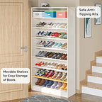 Tribesigns Shoe Cabinet, 9 Tiers 40-45 Pairs Heavy Duty Wood Freestanding Shoe Storage Cabinet, 70.8'' Tall Shoe Cabinet with Open Storage for Entryway, White - color: White