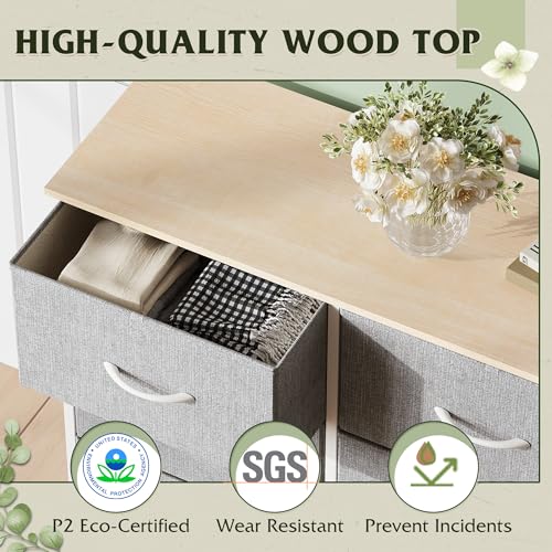 WLIVE Fabric Dresser for Bedroom, 6 Drawer Double Dresser, Closet Dresser with Fabric Bins, Chest of Drawers for Closet, Living Room, Hallway, Light Grey - color: Light Grey