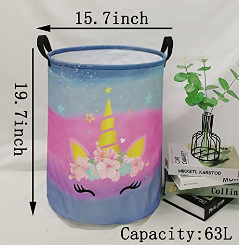 Kids Hamper Girls Unicorn Room Decor,Storage Bins Organizer Toy Box Laundry Basket Large Canvas Collapsible Chest for Home/Dorm/Kitchen/Pet/Office/Closet/Shelf/Gift Baskets - color: Unicorn