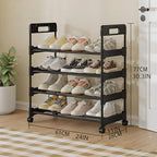 Long Storage Shoe Rack Organizer Cabinet Sturdy Shoe Shelf with Wheels Free Standing Shoe Rack for Home and Entryway 4 Tier - 23.6" W Hold 12 Pairs - size: 4 Tier - 23.6"W