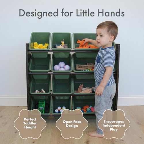 Humble Crew Toy Storage Organizer with 12 Removable Storage Bins for Kids Playroom, 4-Tier Toddler Toy Organization, Army Green Camo - color: Army Green Camo