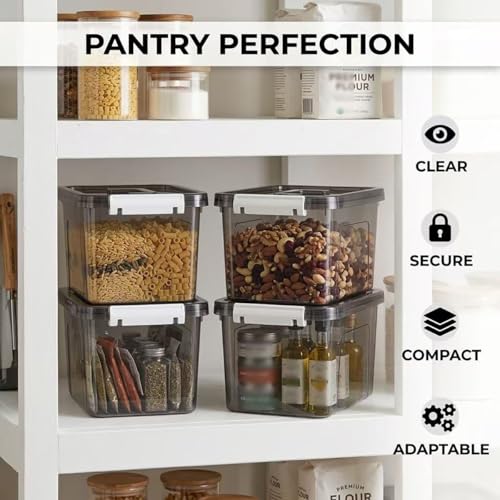 Clear Black Storage Bins with Lids 8 Pack, 5 Quart Stackable Plastic Storage Containers with Latching Lid, Transparent Closet Organization Boxes for Bedroom, Garage, Home Organization - color: Black, size: 8 Pack