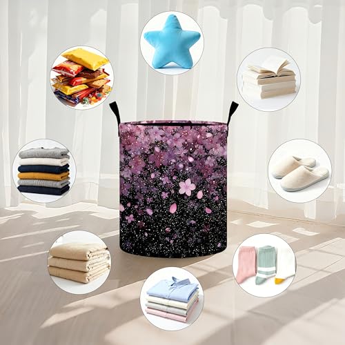 Cherry Blossoms Laundry Basket Storage Bin Foldable Laundry Hamper Clothes Storage Bucket Organizer 19.6x15.7 Inch For Laundry Room/Bedroom/Bathroom - color: Cherry Blossoms