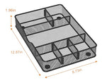 VyGrow Desk Drawer Organizer Tray, Metal Mesh Drawer Organizer for Office & Home, 6 Adjustable Compartments, Black, 2 Pack - 12.87x8.73x1.96 inch - color: 2PCS Medium