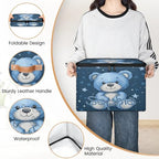 Custom Storage Basket with Name, Personalized Storage Bins with Zipper Lid, Foldable Fabric Storage Box Large capacity with Handle Blue Star Bear - color: Option 5